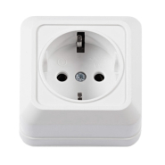 Розетка наружная установка 1-я с/з, белая, IP20, TNSy Leon, TNSy5000061