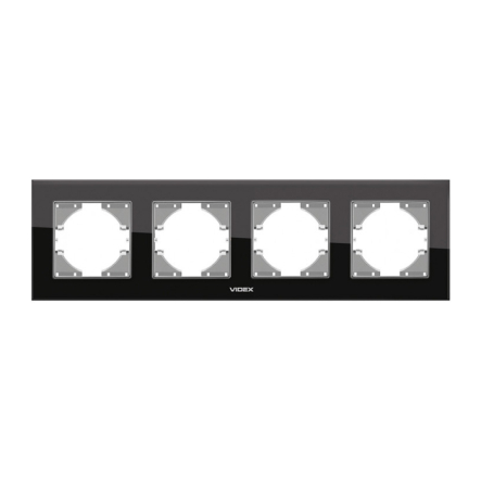 Рамка черное стекло 4поста горизонтальная VIDEX BINERA - 1