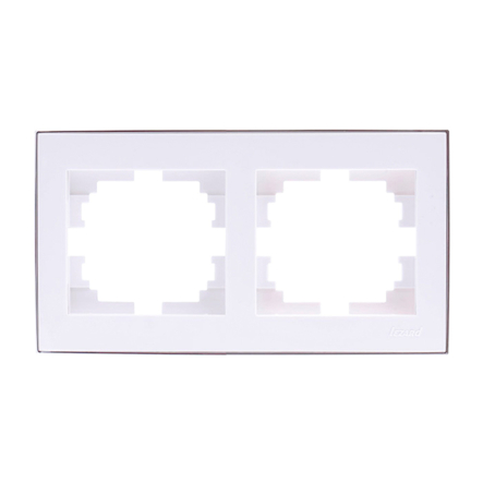 Рамка Lezard RAIN двухместная, белая, горизонтальная с боковой вставкой хром, 703-0225-147 - 1
