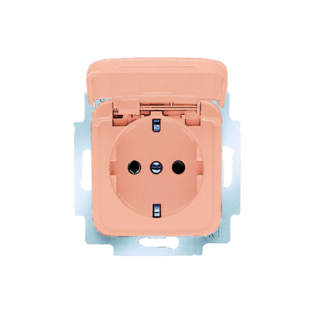 Розетка с заземлением и крышкой абрикос Spring (снято с производства) - 1