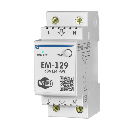 Счетчик электроэнергии Новатек-Электро ЕМ-129, 63А,14 кВт, с функцией защиты и управлением через смартфон, NTRN129S0 - 1