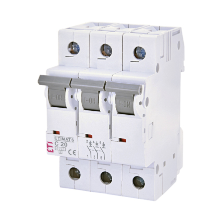 Автоматичний вимикач ETI з 20A 3P 6кА 2145517 - 1