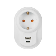 Мережевий фільтр у розетку Nilson 40130107, 250 В, 3600 Вт, 16А, 5В/2,4А (USB A + Type C)