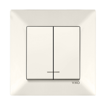 Выключатель 2 кл. с подсветкой VIKO Meridian, 90970250, крем - 1