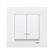 Выключатель 2 кл. с подсветкой, VIKO KARRE, 90960050, белый