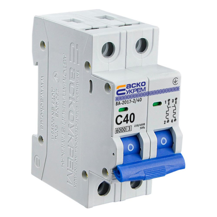 Автоматический выключатель АСКО-УКРЕМ ВА-2017 2р, 40А С, A0010170016