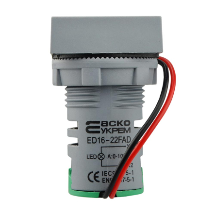 Амперметр цифровой АСКО-УКРЕМ ED16-22FAD 0-100A (зелёный) врезной монтаж, A0190010039