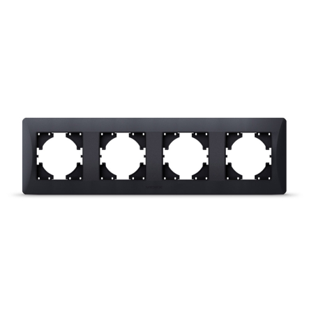 Рамка VIDEX BINERA, черный графит, 4 поста, горизонтальная, VF-BNFR4H-BG - 1