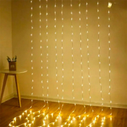 Гирлянда штора, 3*3 м, 320 Led, прозрачный шнур, золото, с переходником, RV-29 3*3 G