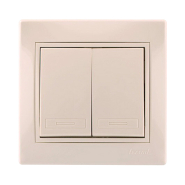 Вимикач Lezard MIRA двоклавішний, крем, 701-0303-101