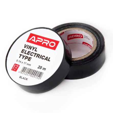 Изолента 0.14х17мм 20м, черная, APRO - 1