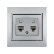 Розетка комп'ютерна Lezard MIRA подвійна, метал сірий, 701-1010-141