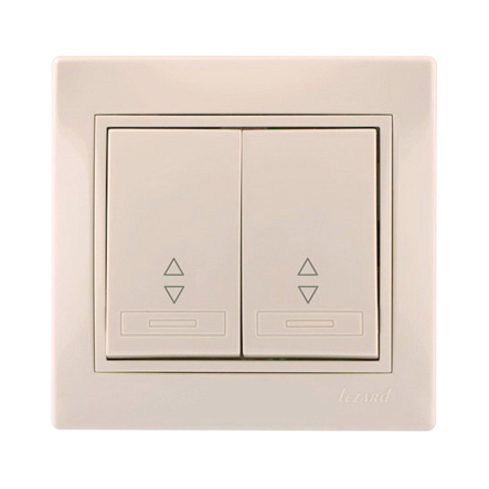 Вимикач прохідний Lezard MIRA двоклавішний, крем, 701-0303-106 - 1