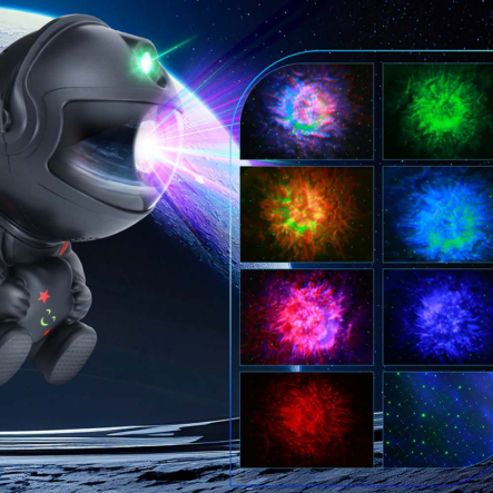 Ночник проектор звёздного неба с USB и пультом ДУ, Космонавт-Мини чёрный / LED ночник