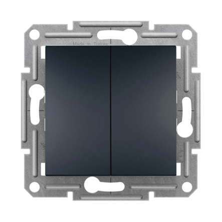 Вимикач двоклавішний, самозатискний, Schneider Electric ASFORA, антрацит, EPH0300171 - 1