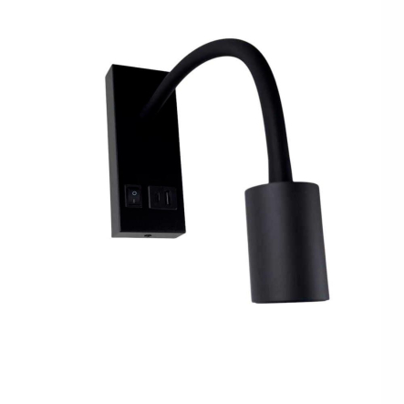 Бра VIOLUX SNAKE USB+Type-C 5W, 4200K, 250Lm, ІР20, чёрный, 552101