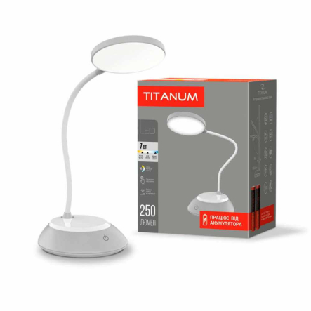 Настольная лампа аккумуляторная TITANUM TLTF-022G, LED, 7 Вт, 3000-6500K, USB, серая, 26843