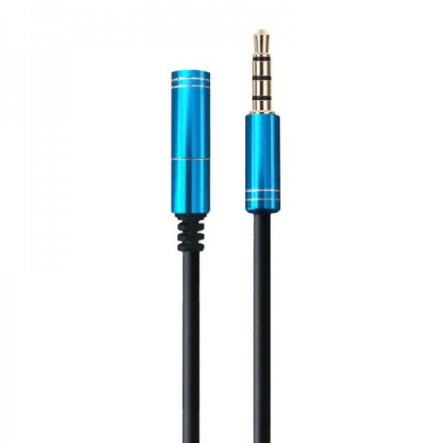 Аудіо-кабель Maxxter A-3434-1m, 4 пін, 3.5 мм. тато/3.5мм мама, довжина 1 м (mini-Jack) - 1