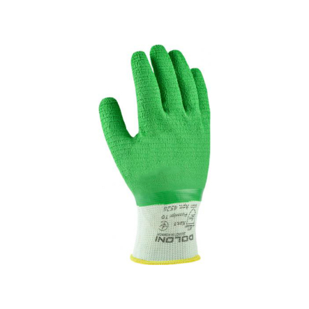 перчатки рабочие синтет. белые с зел. латекс. ребристым покрытием 4526 - 1