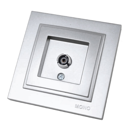 Розетка TV прохідна із заземленням Mono Despina без шторок без кришки срібляста 102-212105-137 - 1