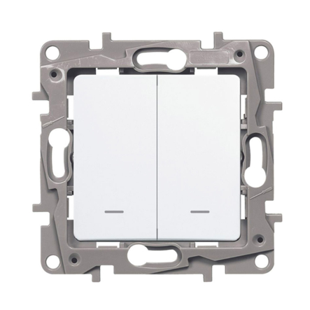 Вимикач двухклавішний з підсвічуванням Legrand Etika, 672204, білий - 1