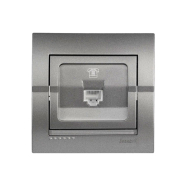 Розетка телефонная евро Lezard DERIY, темно серый металлик, 702-2929-137