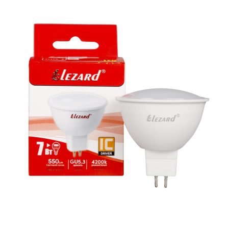 Лампа светодиодная Lezard 7 Вт, 4200K, GU5.3 220 В, MR16 - 1