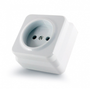 Розетка без заземления накладная ERSTE, белая, 8005-46,W