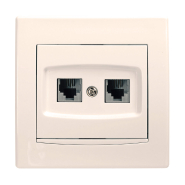 Розетка телефонна подвійна RJ11 4 контакти, Schneider Electric Anya, кремова, AYA4200123