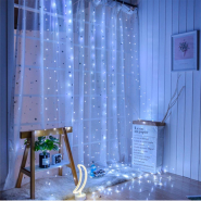 Гирлянда леска штора (Лучи росы) 3*2 м, USВ, с пультом, белая, ZABI-12 W