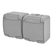 Розетка 2-я Schuko (сіра кришка) (IP44) RHE-2s-SR, Hermetics, ETI