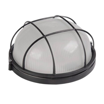 Світильник вологозахищений Ultralight, IP54, 100W, коло, чорний, з гратами - 1