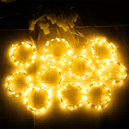 Гирлянда леска штора (Лучи росы) 2*2 м, USB, с пультом, золото, M-38