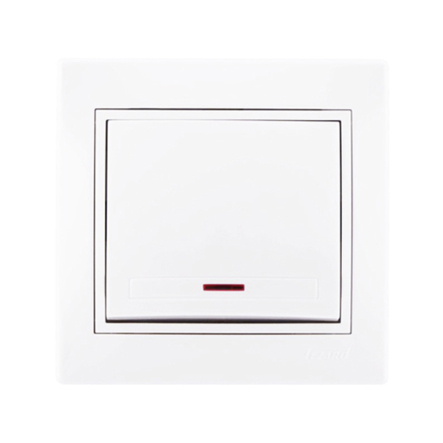 Выключатель Lezard MIRA одноклавишный, с подсветкой, белый, 701-0202-111 - 1