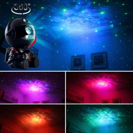 Ночник проектор звёздного неба с USB и пультом ДУ, Космонавт-Мини чёрный / LED ночник