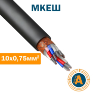 Кабель монтажный МКЭШ, 10*0,75 кв.мм., экранированный, Украина