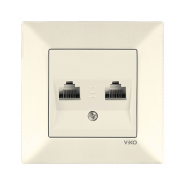 Розетка компьютерная (Cat 5e) 2я VIKO Meridian, 90970234, крем
