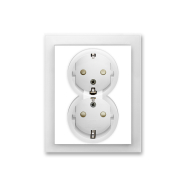 Розетка двойная с заземлением белый/белый лед Neo