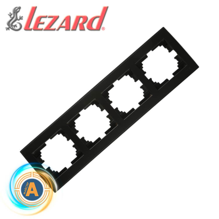 Рамка Lezard RAIN четырехместная, горизонтальная с боковой вставкой, Антрацит, 703-4242-149 - 1