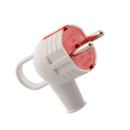 Вилка з ручкою LEZARD 715-0201-602, із заземленням, біла з червоним