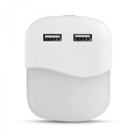 Нічник з USB виходами із сенсором ARDERO FN1123ARD, 0,45W, 230V, білий - 1