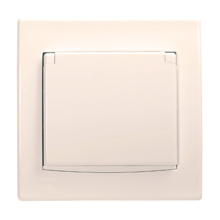 Розетка с заземлением и крышкой Schneider Electric Anya, кремовая. AYA3100123 - 1