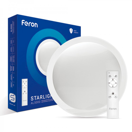 Світильник LED Feron, AL5000, STARLIGHT, 60W, 4900Lm, 3000K-6500К, 555х73 мм, 5574 - 1