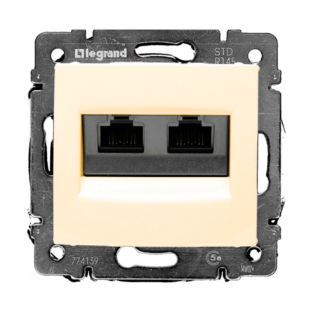 Розетка компьютерная двойная RJ45 UTP категория 5Е LEGRAND Valena, 774131, слоновая кость - 1
