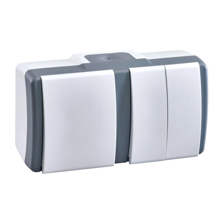 Выключатель 1кл+ розетка 1-я без з/к Mono Electric, OCTANS, IP54, бело-серый, 154-020001-185 - 1