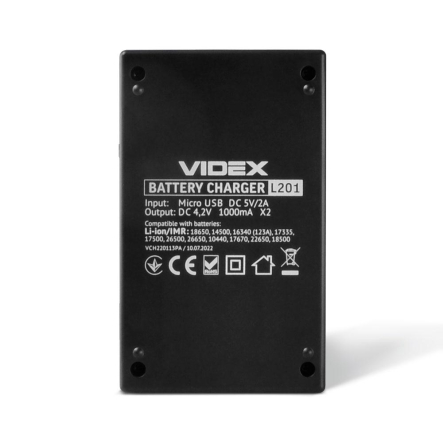 Зарядное устройство Videx VCH-L201, Micro USB DC 5V/1A, 5V/2A, универсальное