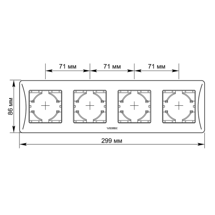 Рамка VIDEX BINERA, серебряный шелк, 4 поста, горизонтальная, VF-BNFR3H-SS