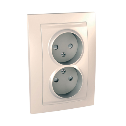 Розетка подвійна із захисними шторками, слонова кістка, Schneider Electric Uniсa MGU23.063.25 - 1