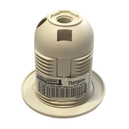 Патрон подвесной с кольцом пластик Е27, белый, TNSy, 5000851 - 1