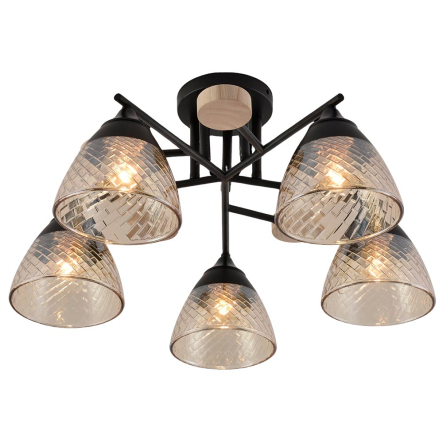 Люстра VALESO V XA1527–5 BK+WOOD - 1